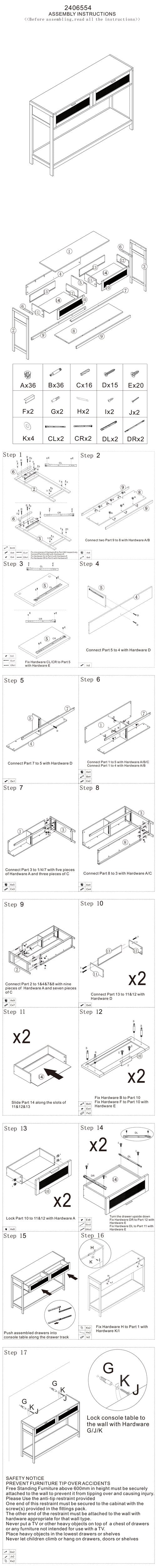 Burwood Black Wood & Natural Rattan Console Table